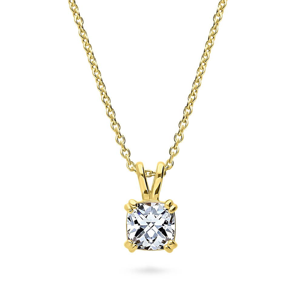 Solitaire 1.25ct CZ Necklace in Gold Flashed Sterling Silver, 1 of 7