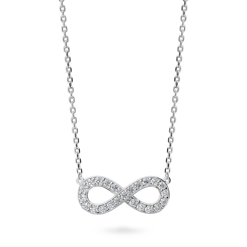 Infinity CZ Necklace and Earrings Set in Sterling Silver