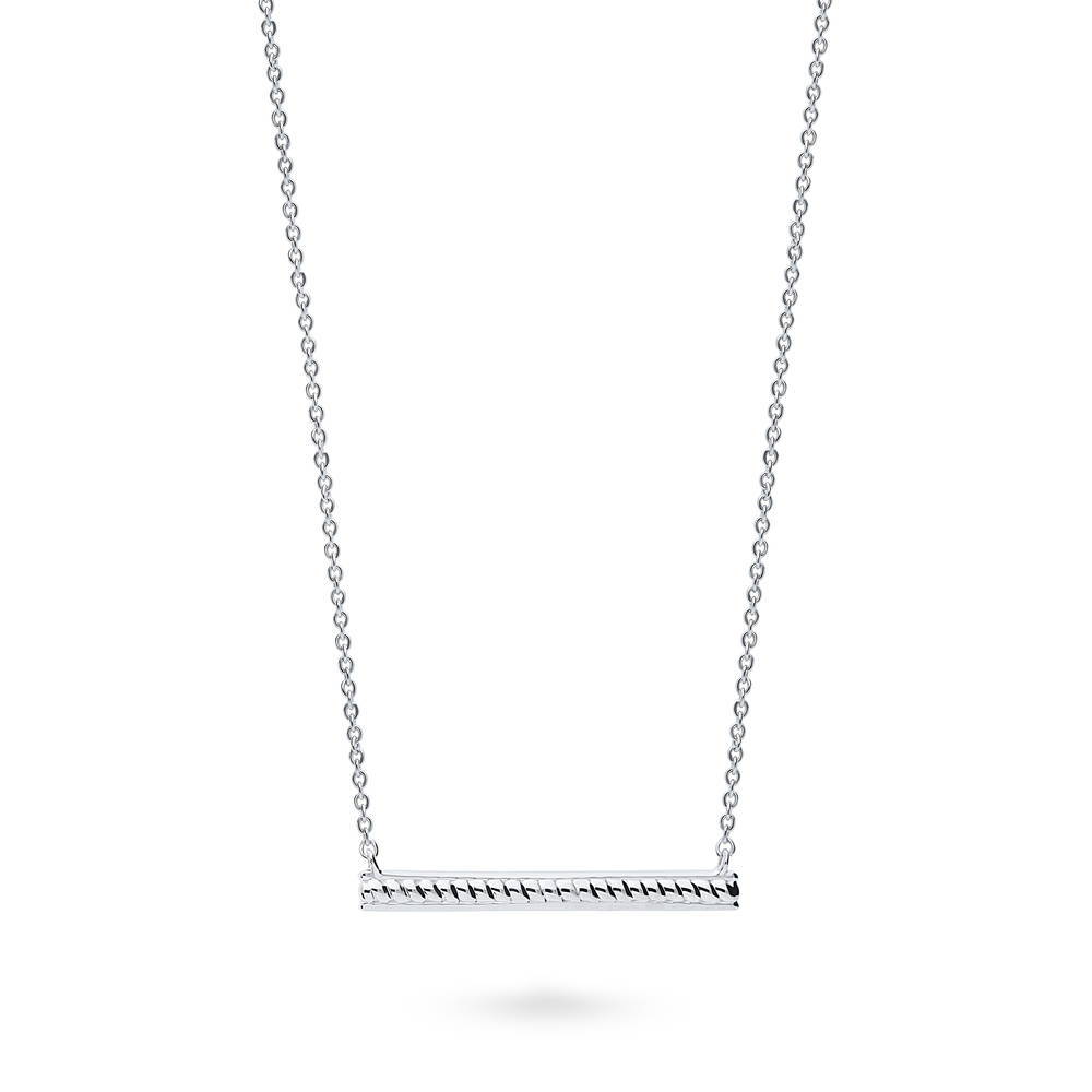 Bar Cable Pendant Necklace in Sterling Silver, 1 of 7