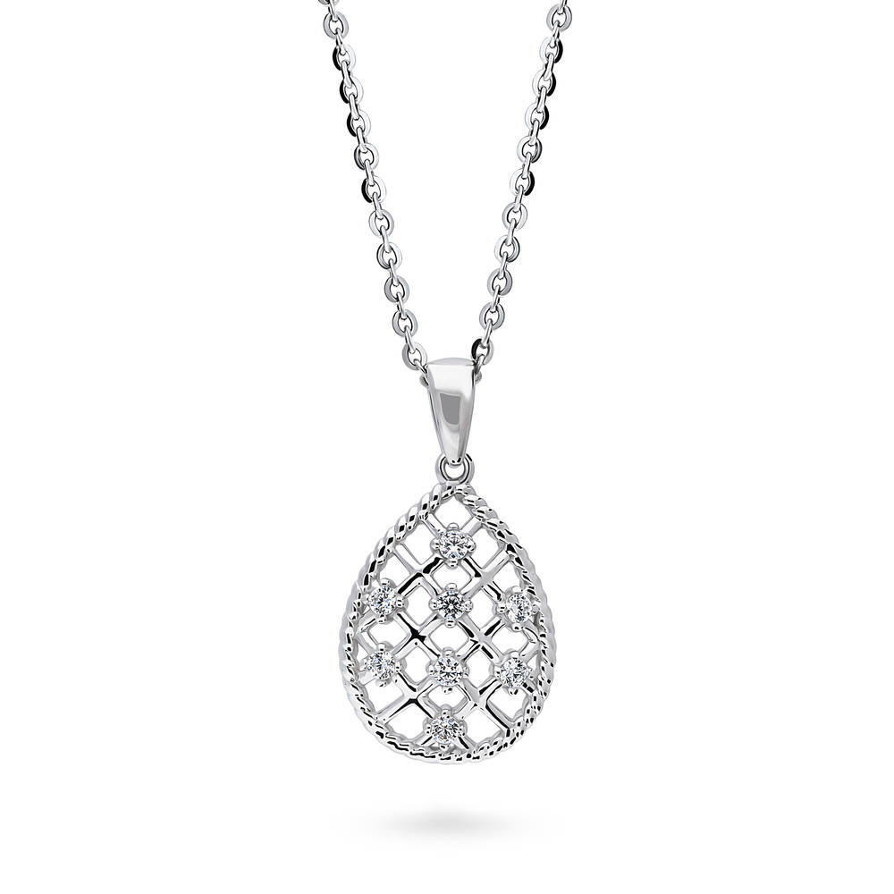 Woven CZ Necklace and Earrings Set in Sterling Silver