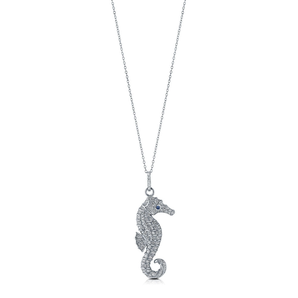 Seahorse CZ Pendant Necklace in Sterling Silver
