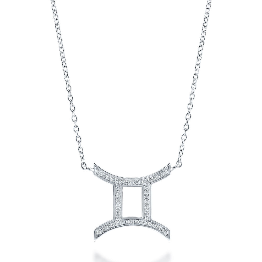 Zodiac Gemini CZ Pendant Necklace in Sterling Silver, 1 of 6