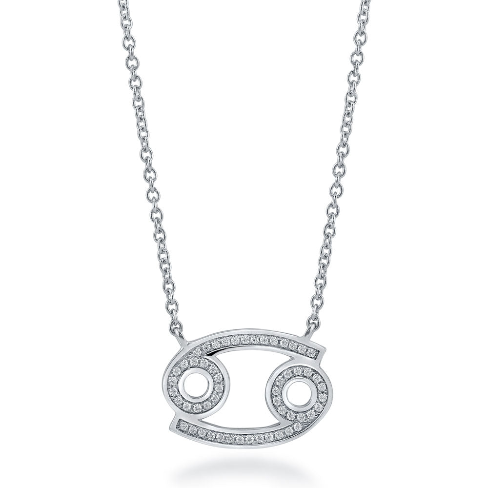 Zodiac Cancer CZ Pendant Necklace in Sterling Silver, 1 of 6