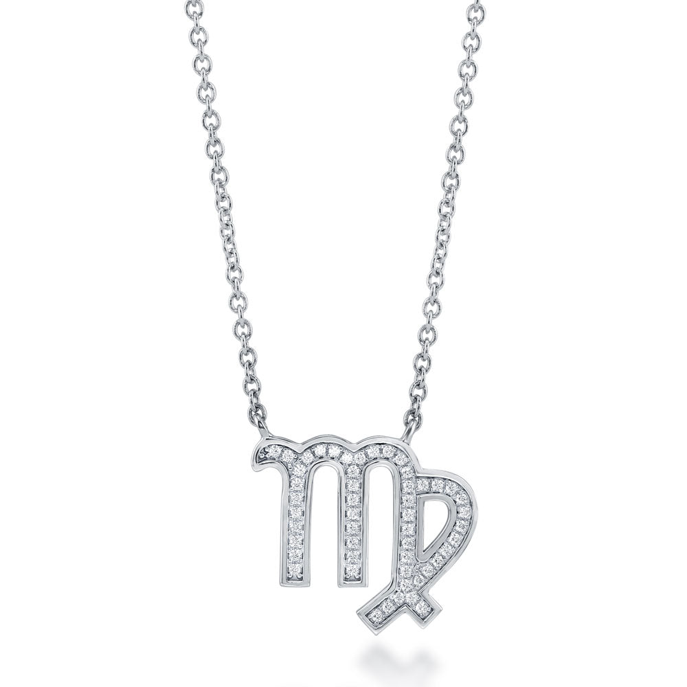 Zodiac Virgo CZ Pendant Necklace in Sterling Silver, 1 of 8