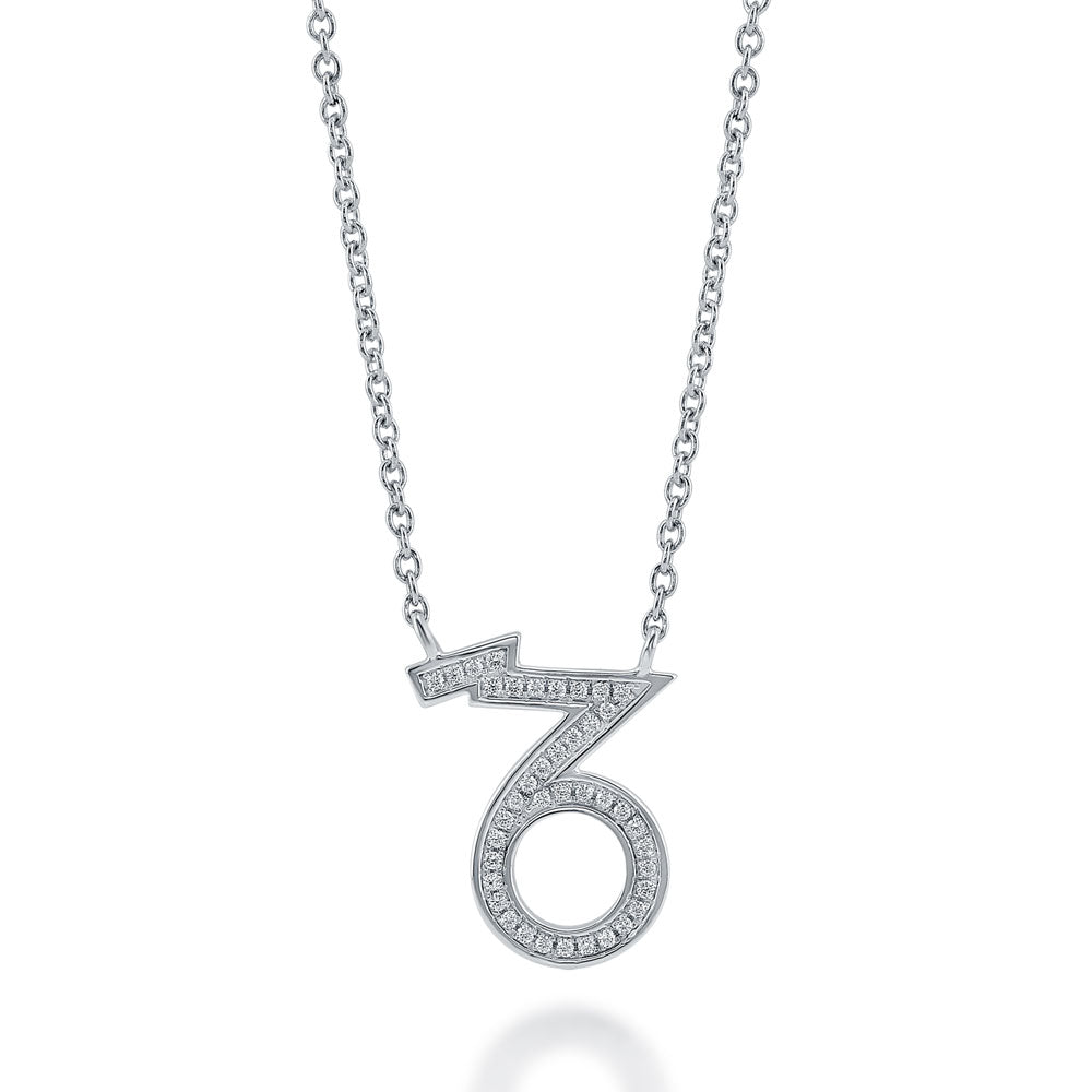 Zodiac Capricorn CZ Pendant Necklace in Sterling Silver, 1 of 7