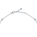 Front view of Station CZ Station Necklace in Sterling Silver, Rhodium Plated / 16 inch + 2 inch extension