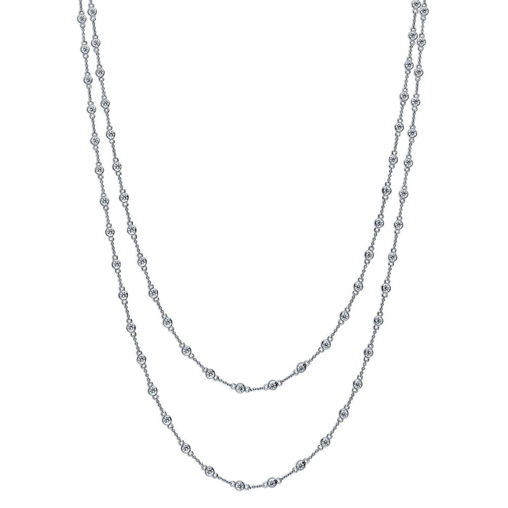CZ by Yard Station Necklace in Sterling Silver, 1 of 8