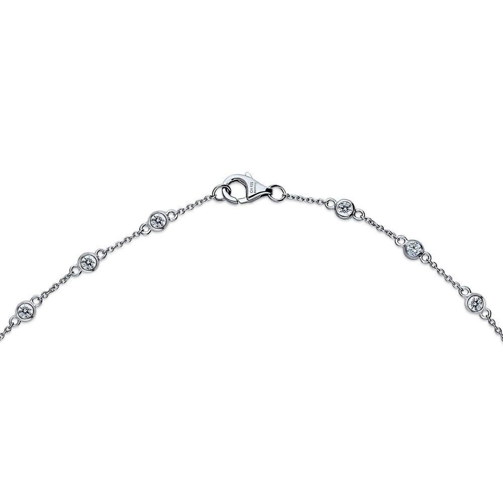 Angle view of CZ by Yard Station Necklace in Sterling Silver, 5 of 8