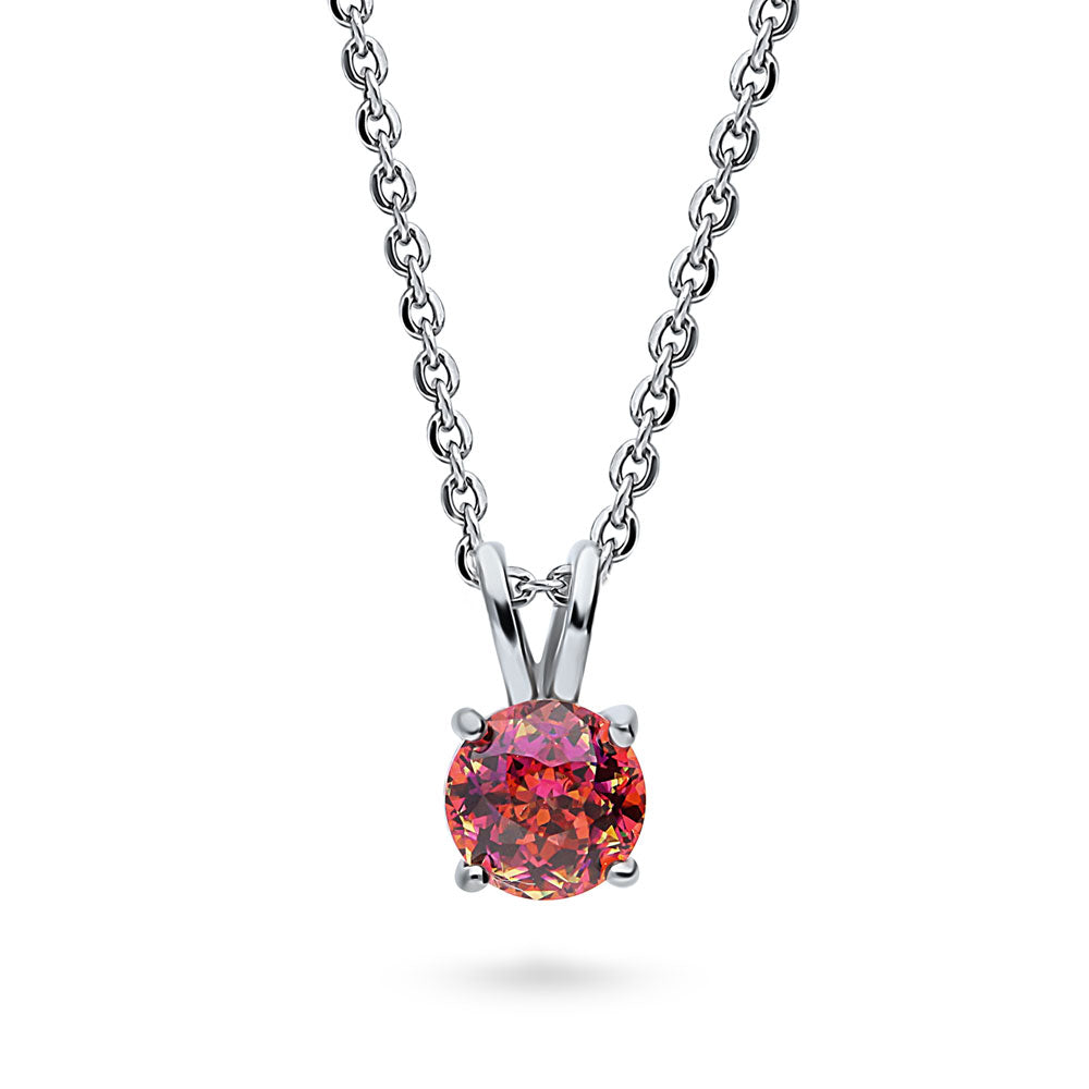Kaleidoscope Solitaire CZ Pendant Necklace in Sterling Silver