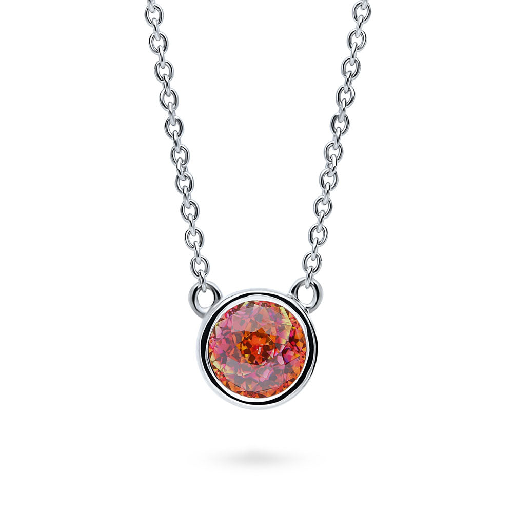 Solitaire Bezel Set Round CZ Pendant Necklace in Sterling Silver 0.8ct, 1 of 16