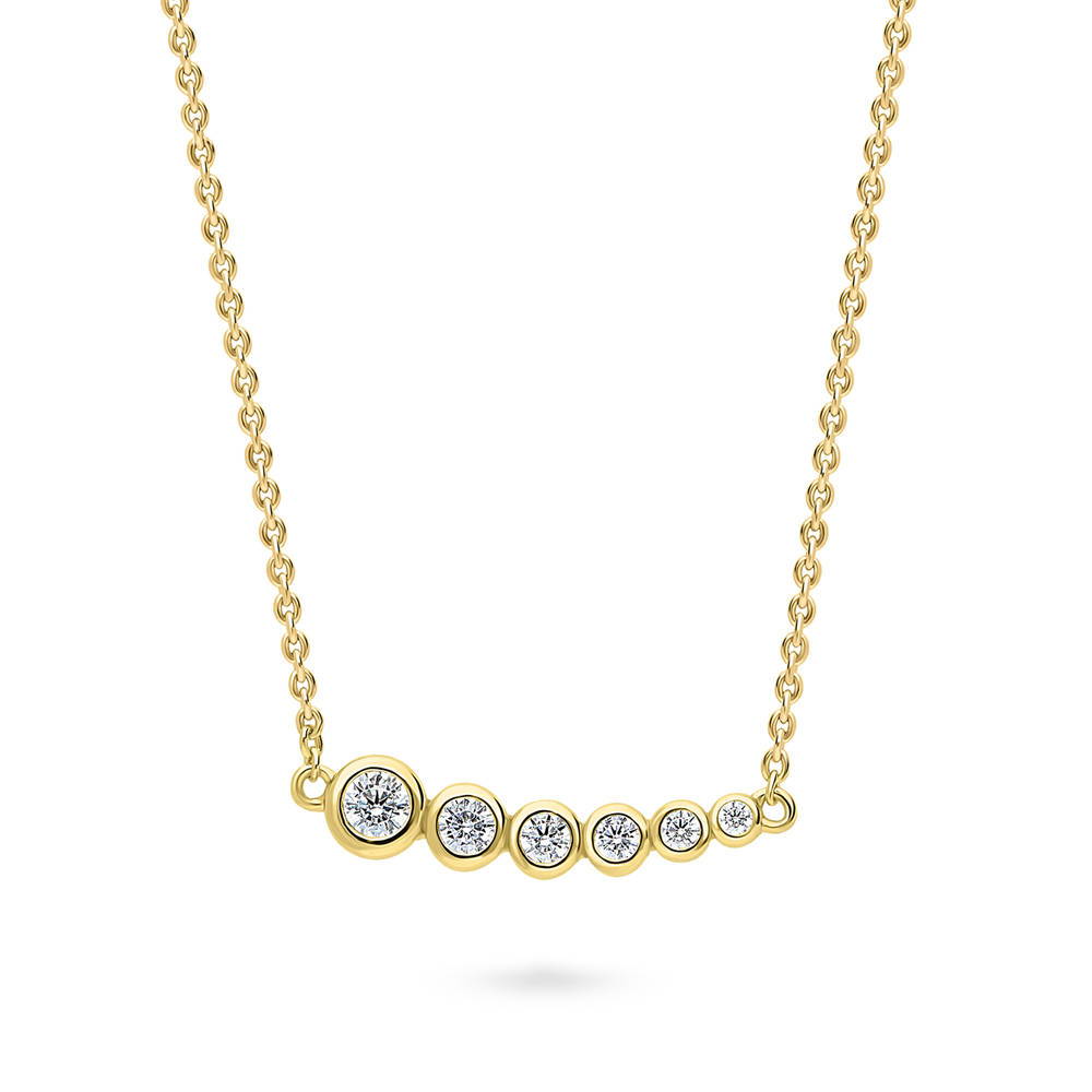 Bubble Graduated CZ Pendant Necklace in Gold Flashed Sterling Silver
