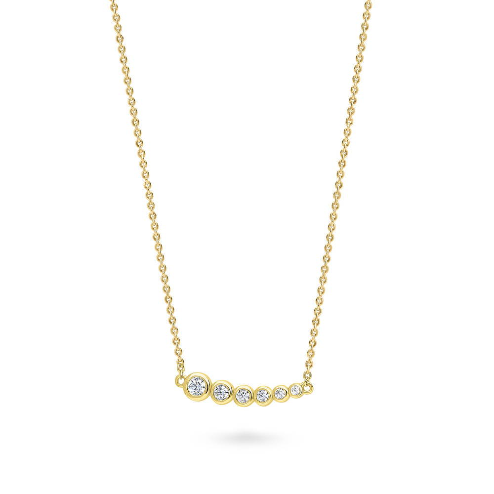 Bubble Graduated CZ Pendant Necklace in Gold Flashed Sterling Silver