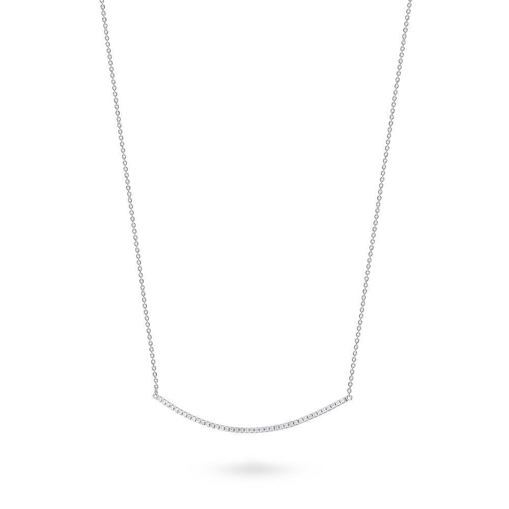 Angle view of Bar CZ Pendant Necklace in Sterling Silver, 4 of 6