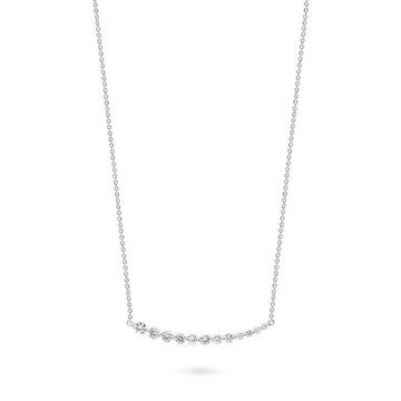 Graduated Bar CZ Pendant Necklace in Sterling Silver