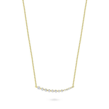 Graduated Bar CZ Pendant Necklace in Gold Flashed Sterling Silver