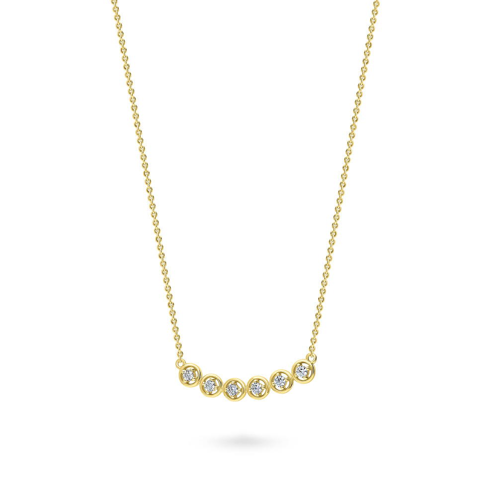 Bubble CZ Pendant Necklace in Gold Flashed Sterling Silver