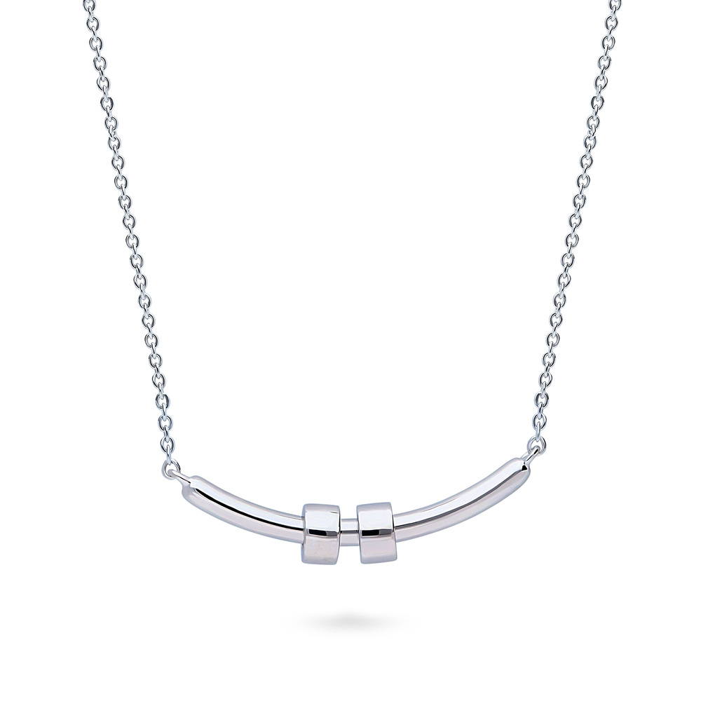 Front view of Bar Pendant Necklace in Sterling Silver, 3 of 6