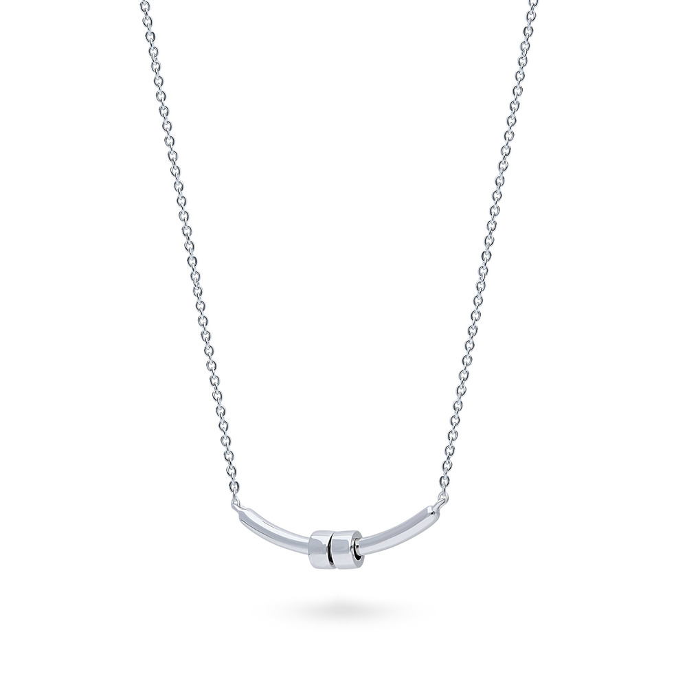 Angle view of Bar Pendant Necklace in Sterling Silver, 4 of 6