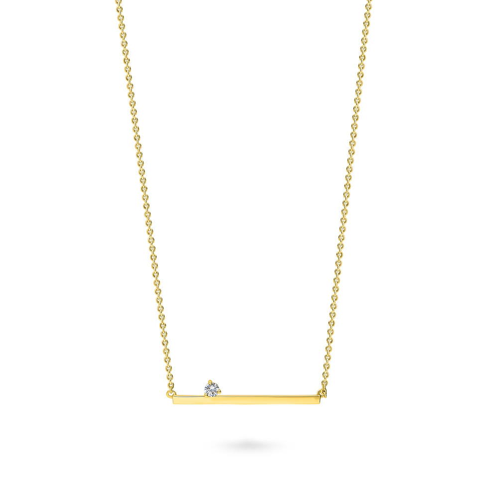 Bar CZ Pendant Necklace in Gold Flashed Sterling Silver, 1 of 6