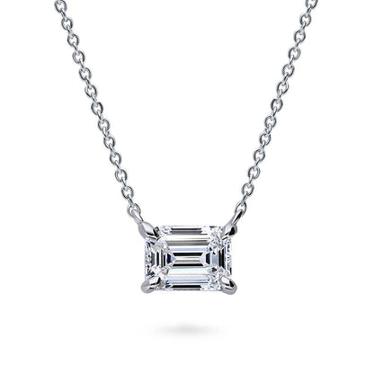 Solitaire CZ Layered Necklace in Sterling Silver, 2-Piece
