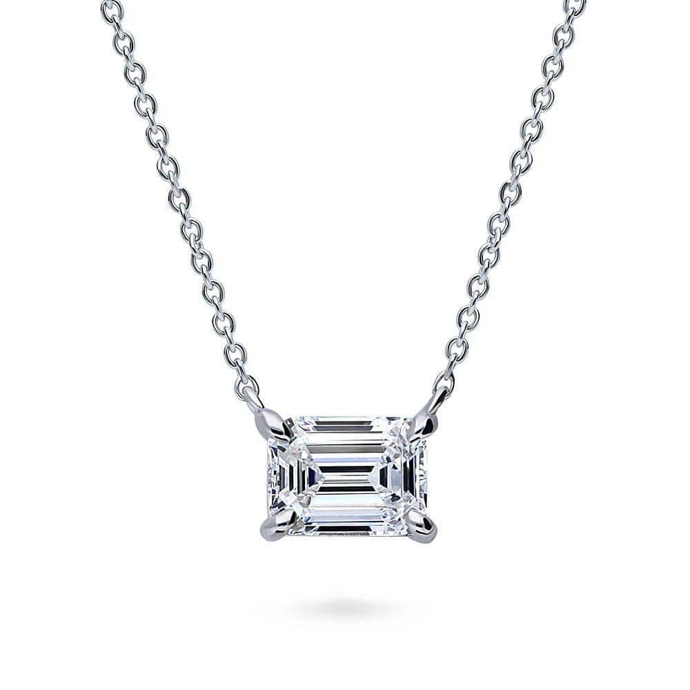 Bar Cluster CZ Pendant Necklace in Sterling Silver, 2 Piece