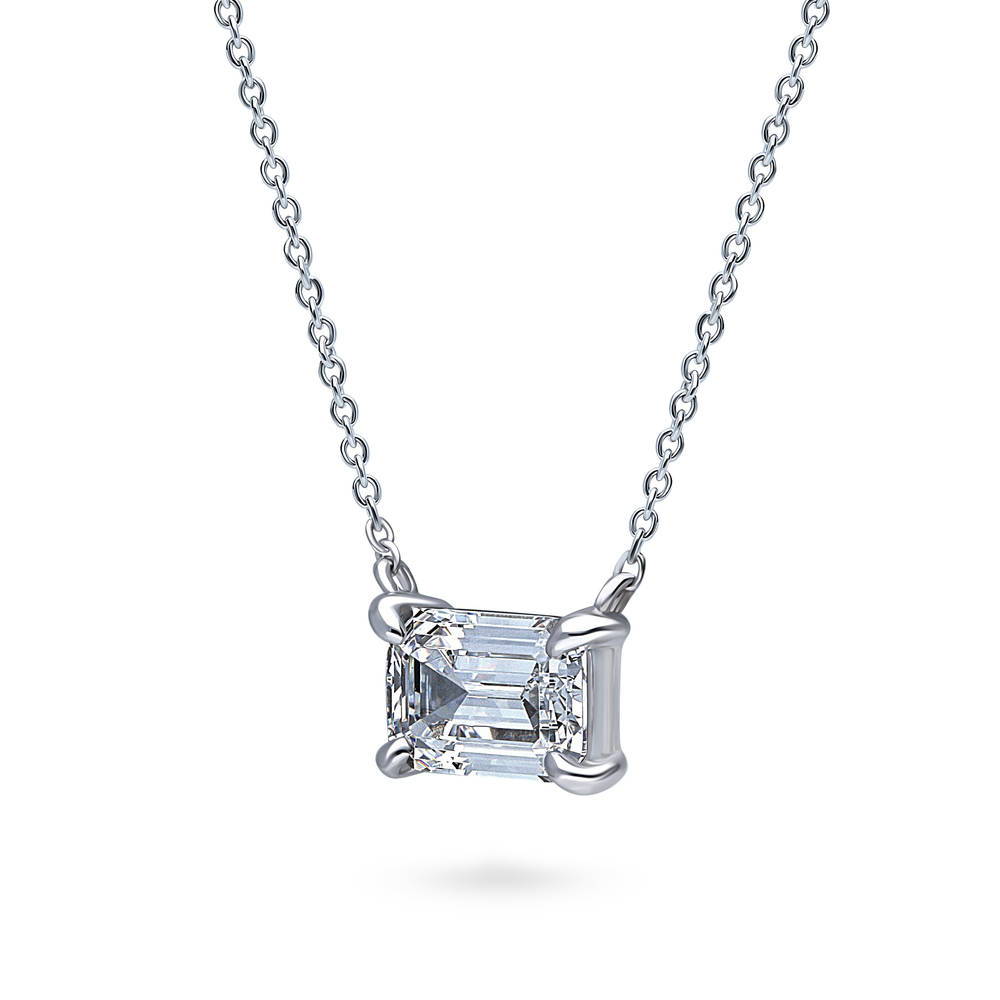 Bar Cluster CZ Pendant Necklace in Sterling Silver, 2 Piece