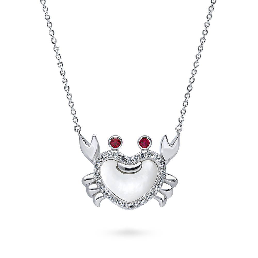 Crab Mother Of Pearl Pendant Necklace in Sterling Silver