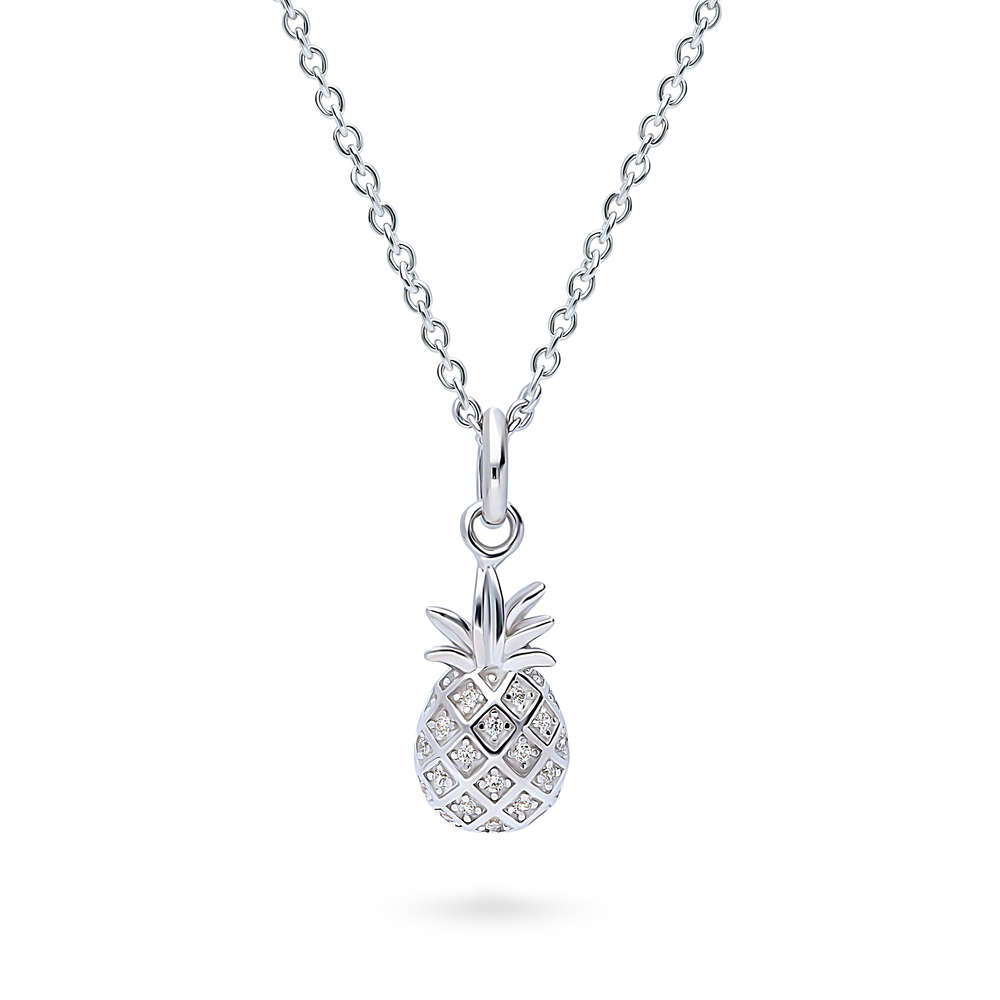 Pineapple CZ Pendant Necklace in Sterling Silver, 1 of 7