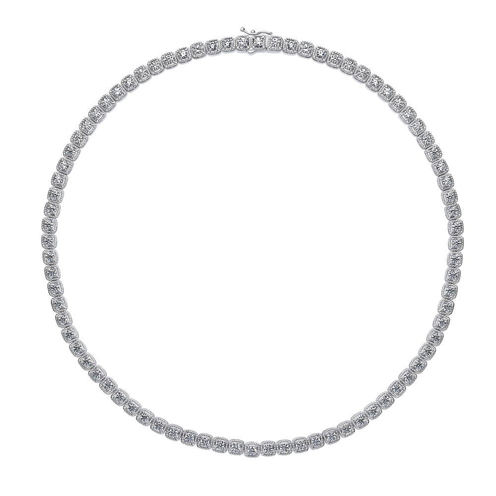 Cable CZ Statement Tennis Necklace in Sterling Silver
