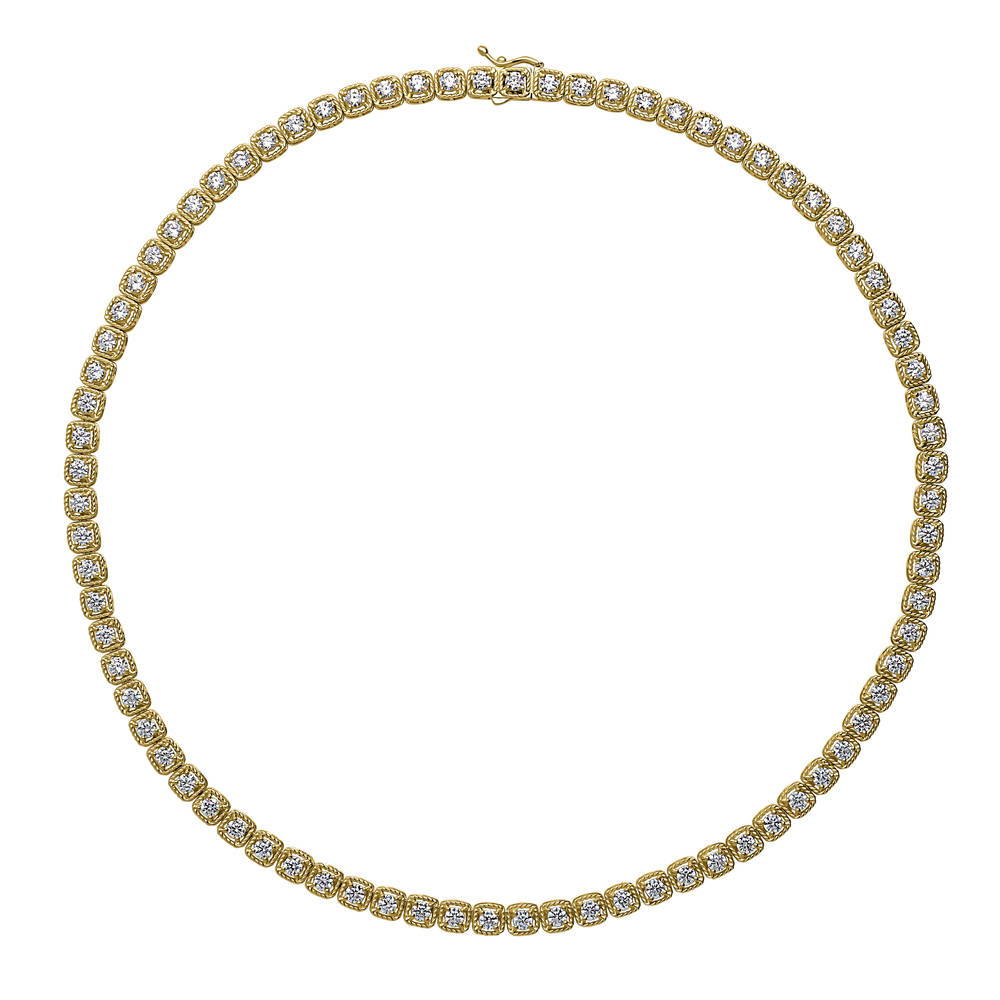 Cable CZ Statement Tennis Necklace in Gold Flashed Sterling Silver, 1 of 7