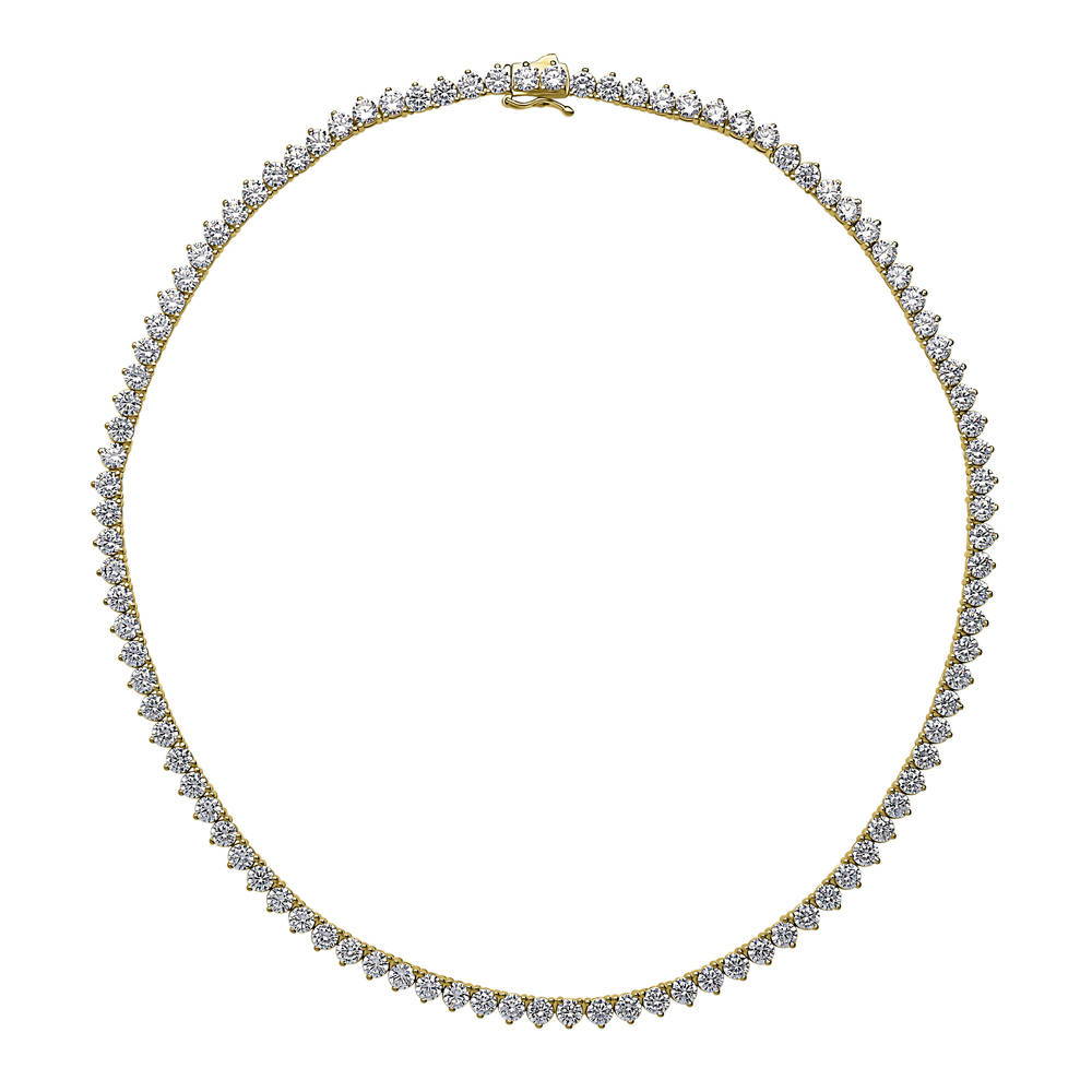 CZ Statement Tennis Necklace in Gold Flashed Sterling Silver, 1 of 7