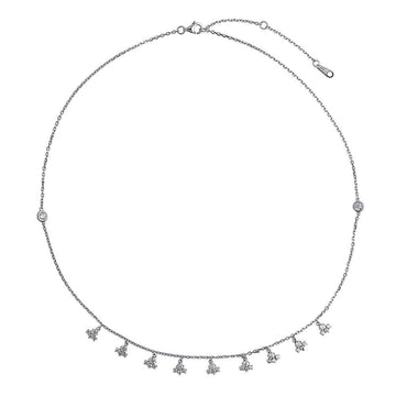 Cluster CZ Station Necklace in Sterling Silver