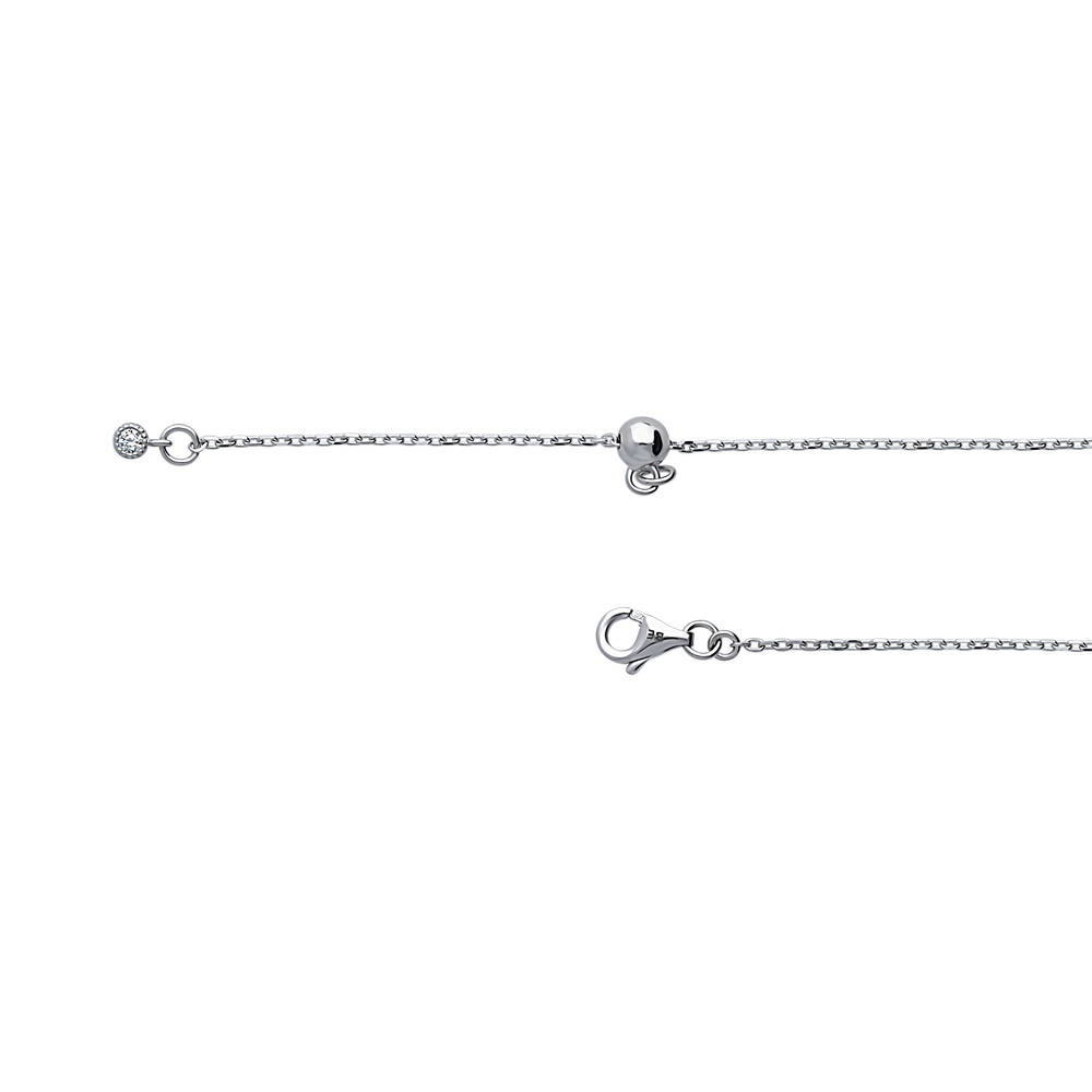 Front view of Flower CZ Station Necklace in Sterling Silver, 3 of 8