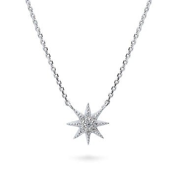 Starburst CZ Pendant Necklace in Sterling Silver