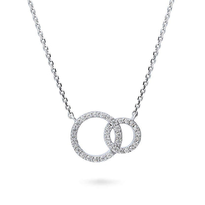 Open Circle Interlocking CZ Necklace in Sterling Silver