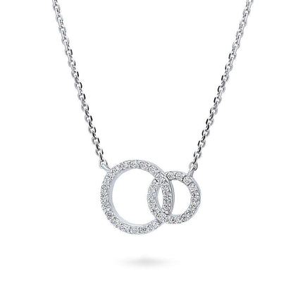 Open Circle Interlocking CZ Necklace in Sterling Silver