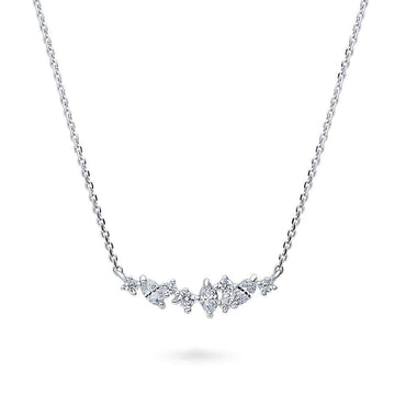 Cluster Bar CZ Pendant Necklace in Sterling Silver