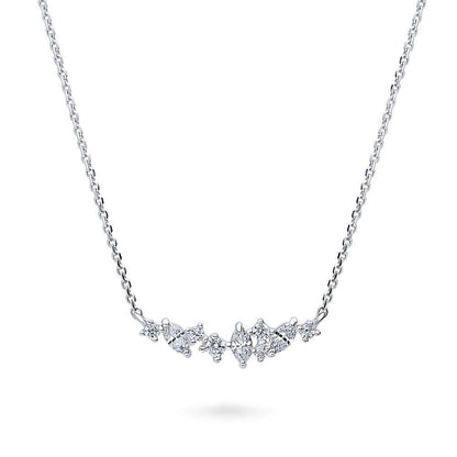 Solitaire CZ Layered Necklace in Sterling Silver, 2-Piece