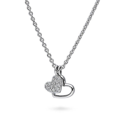 Open Heart CZ Necklace in Sterling Silver