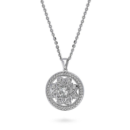 Flower Medallion Filigree CZ Set in Sterling Silver