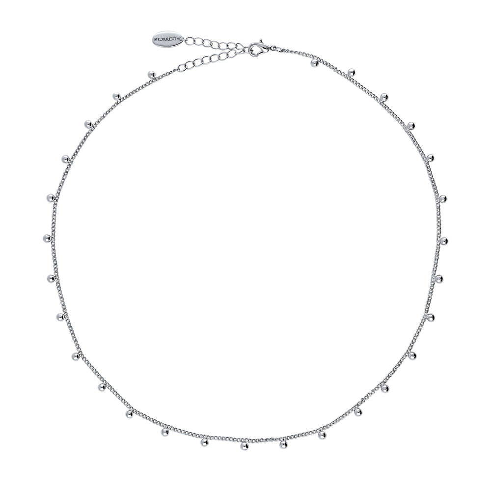 Paperclip Bead Chain Necklace in Silver-Tone, 2 Piece, 8 of 16