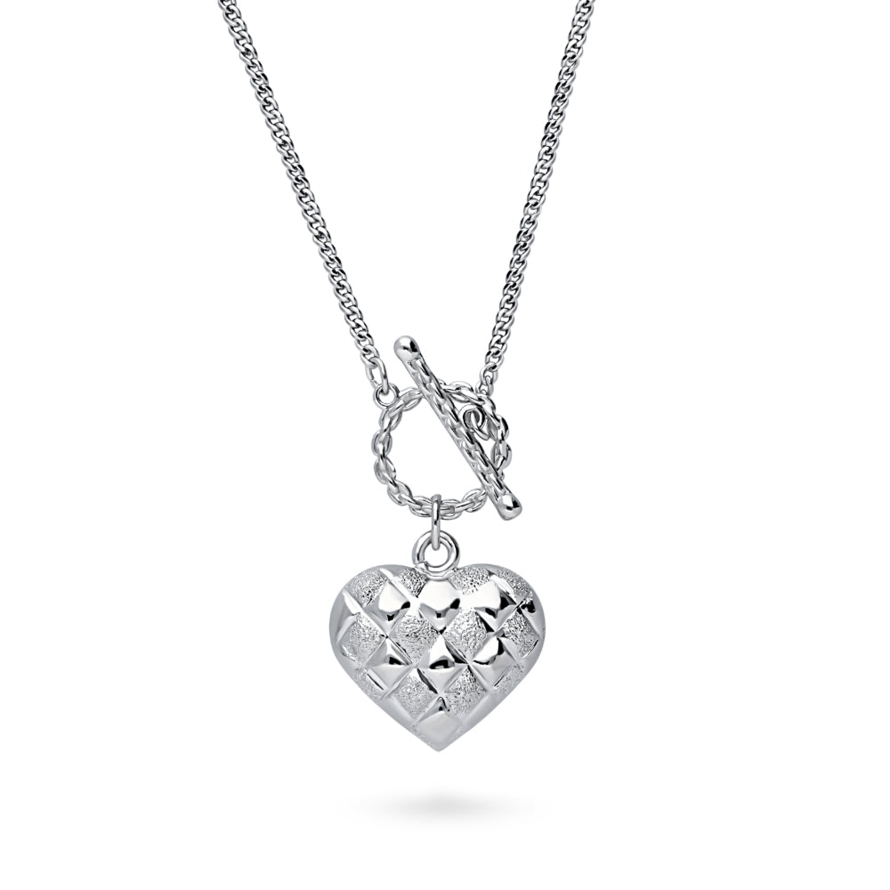Paperclip Heart Chain Necklace in Silver-Tone, 2 Piece
