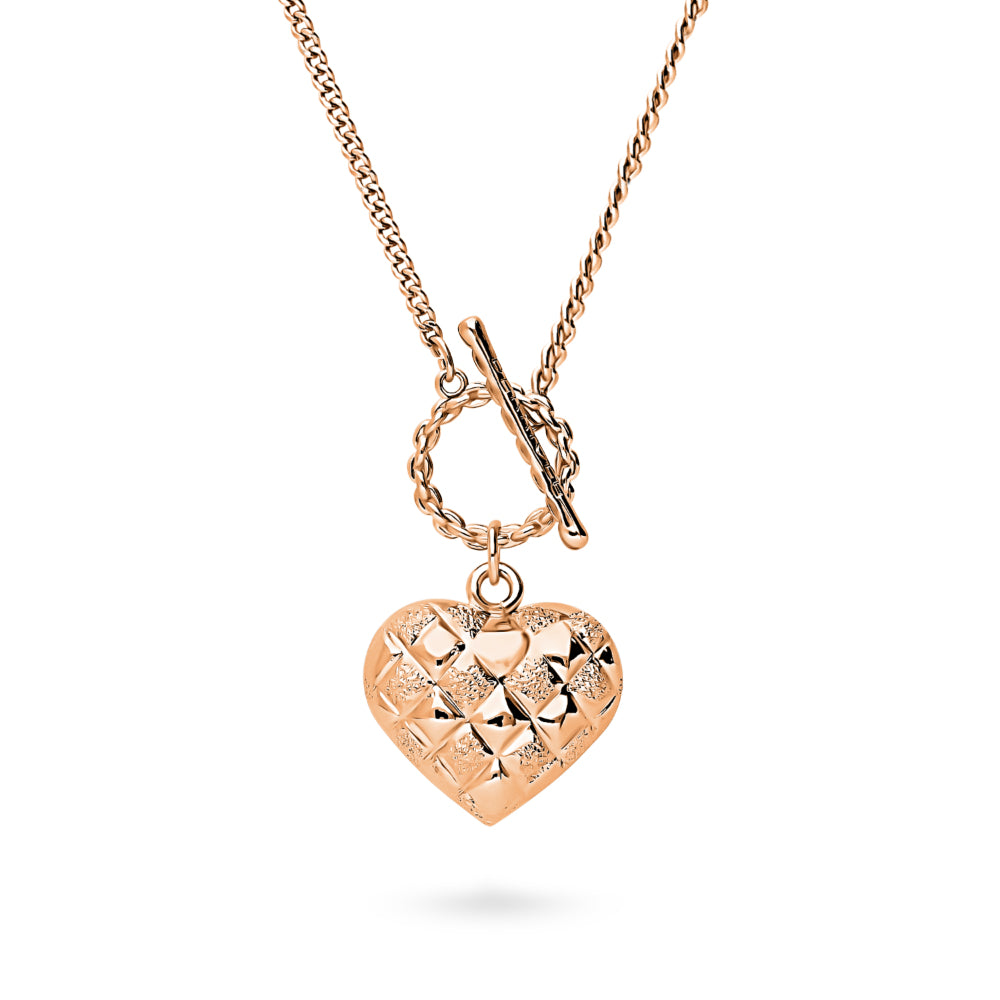 Heart Checkerboard Toggle Pendant Necklace