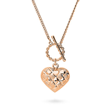 Heart Checkerboard Toggle Pendant Necklace