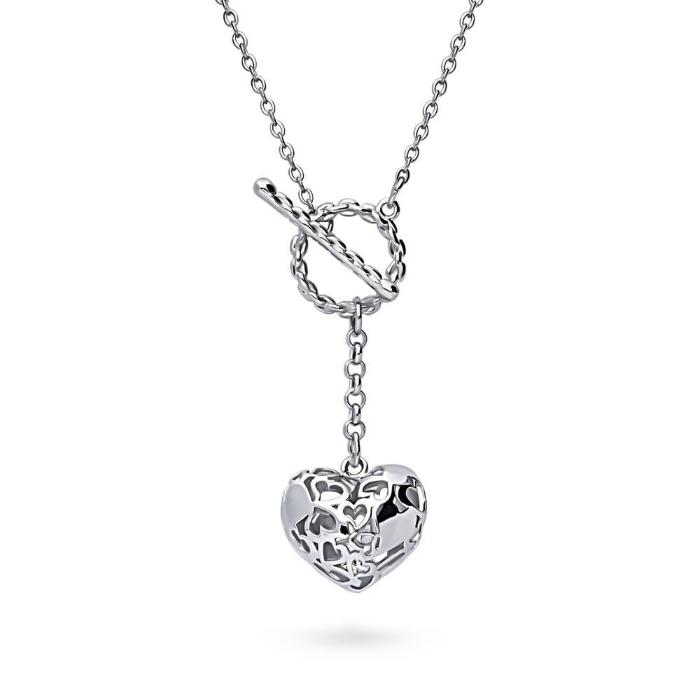 Heart Open Circle CZ Anniversary Toggle Lariat Necklace #N1660 – BERRICLE