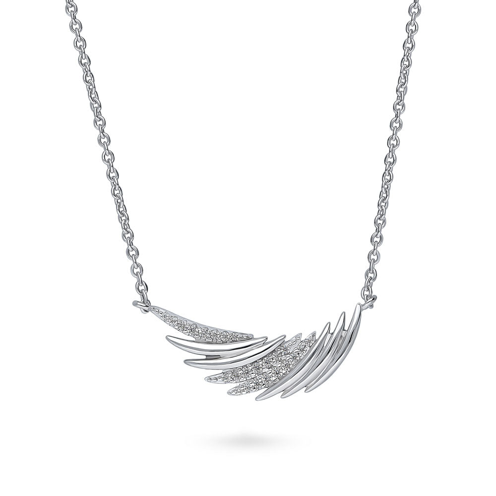 Angel Wings CZ Pendant Necklace in Sterling Silver, 1 of 5