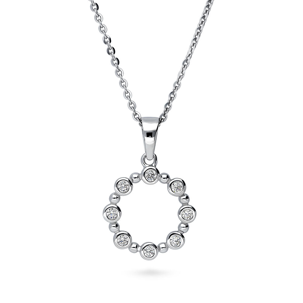 Bubble Open Circle CZ Pendant Necklace in Sterling Silver, 1 of 9