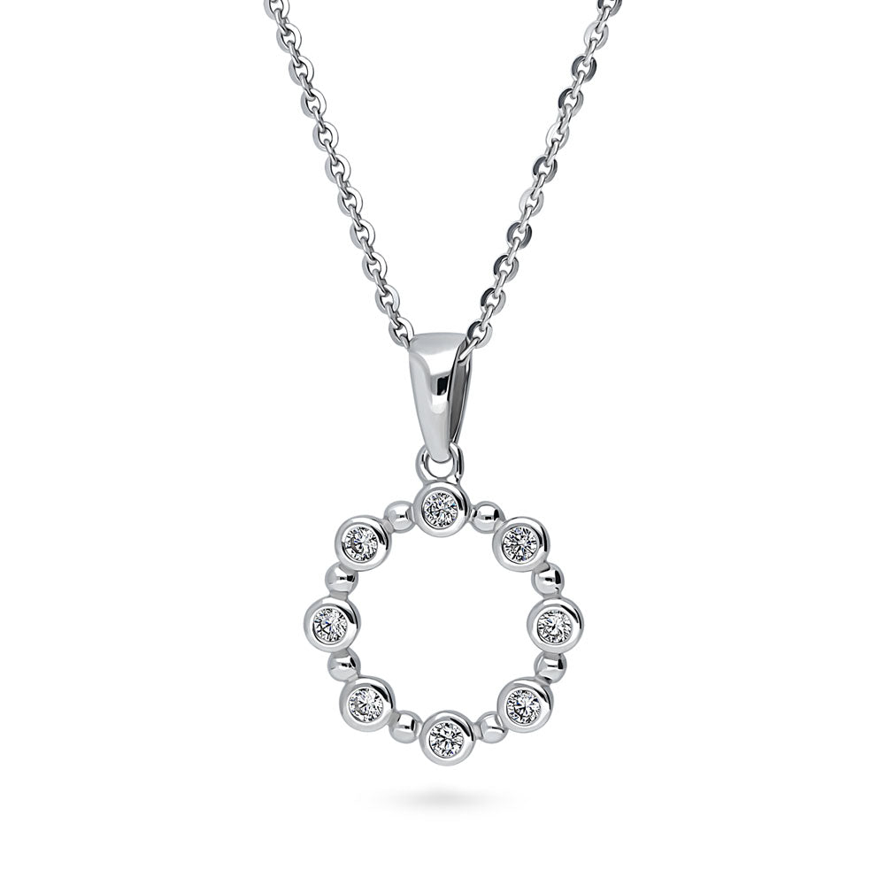 Bead Bubble CZ Necklace and Earrings Set in Sterling Silver