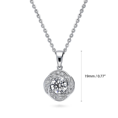 Flower Woven Halo CZ Necklace in Sterling Silver