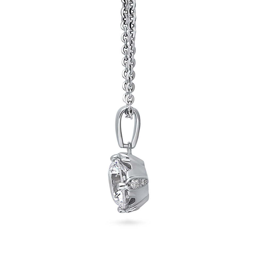 Angle view of Solitaire CZ Necklace and Earrings in Sterling Silver, 10 of 13